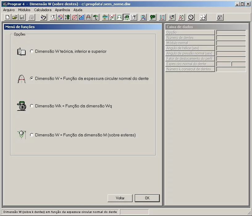 Tela capturada do software PROGEAR