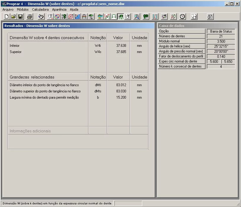 Tela capturada do software PROGEAR